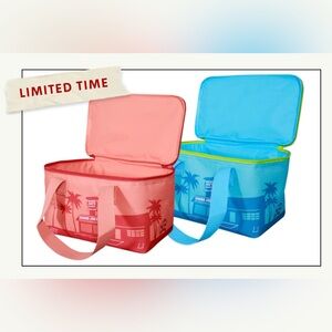 NWT Set of 2 Trader Joe's Mini Insulated Cooler Bags - Peach and Blue